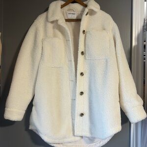 Old Navy Women's Off-White Teddy Jacket